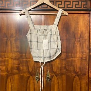 a• new day girls/juniors Size Small Plaid Sleeveless Top with Tie Detail nwt